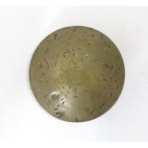 368 - Militaria : an early 20thC brass and lead weight, possibly a Trenchart paperweight, approx 3 1/4