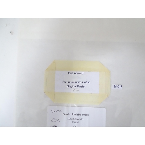 658 - Susan Acworth, Pastels, Two landscape scenes comprising 'Pembrokeshire Coast', and 'Weeping Willow.'... 