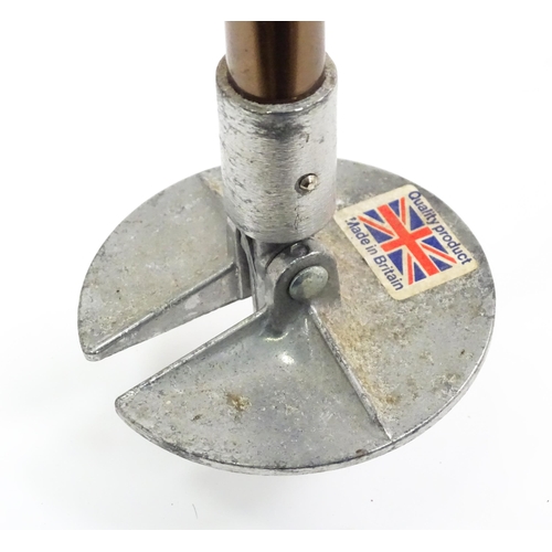 719 - An 'Eldonian' shooting stick, together with a mid 20thC umbrella with a carved wooden handle, and a ... 