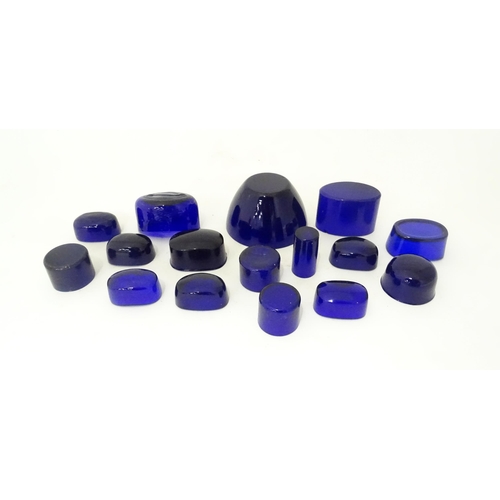 720 - A quantity of assorted blue glass liners, various shapes and sizes. (16)