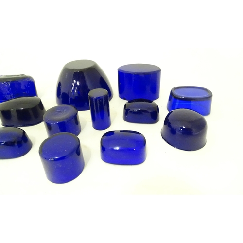 720 - A quantity of assorted blue glass liners, various shapes and sizes. (16)