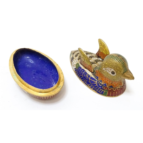 722 - A quantity of Oriental cloisonne to include a pot and cover with yellow ground and floral detail, a ... 