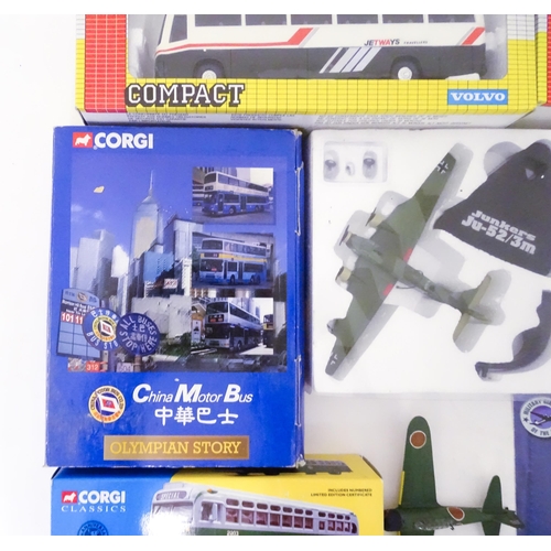 77 - Toys: A quantity of die cast scale model buses and plane models to include Corgi China Motor Bus, At... 