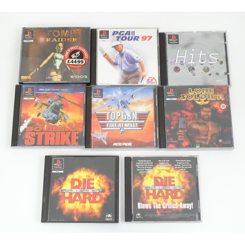 792 - Toys: A Sony PlayStation 1 (PS1 / PSX) video game console, with two controllers and a Predator dual ... 