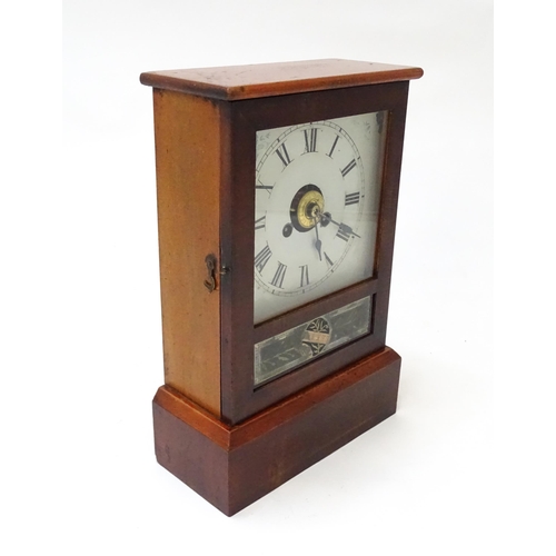 94 - An American 'Kipper box' clock by Jerome & Co, labelled 'Jerome & Co, New Haven, Conn'. Approx 11 5/... 