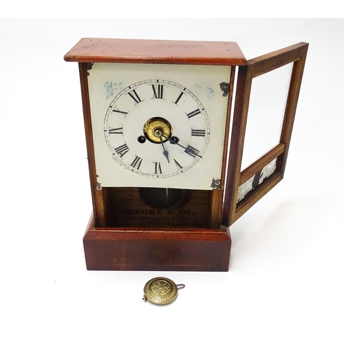 94 - An American 'Kipper box' clock by Jerome & Co, labelled 'Jerome & Co, New Haven, Conn'. Approx 11 5/... 