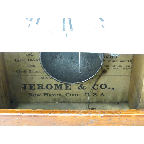 94 - An American 'Kipper box' clock by Jerome & Co, labelled 'Jerome & Co, New Haven, Conn'. Approx 11 5/... 