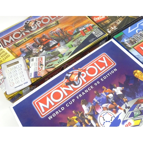 111 - Eight boxed Waddingtons Monopoly board games, to include Pokemon, Star Wars, Milton Keynes and Empir... 