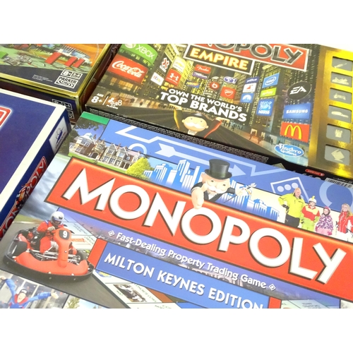 111 - Eight boxed Waddingtons Monopoly board games, to include Pokemon, Star Wars, Milton Keynes and Empir... 