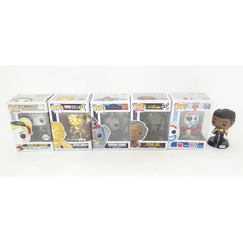 116 - Collectors toys : A quantity of Funko POP! toys to include Harley Quinn, Captain America, Fireman Du... 