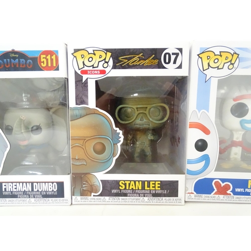 116 - Collectors toys : A quantity of Funko POP! toys to include Harley Quinn, Captain America, Fireman Du... 