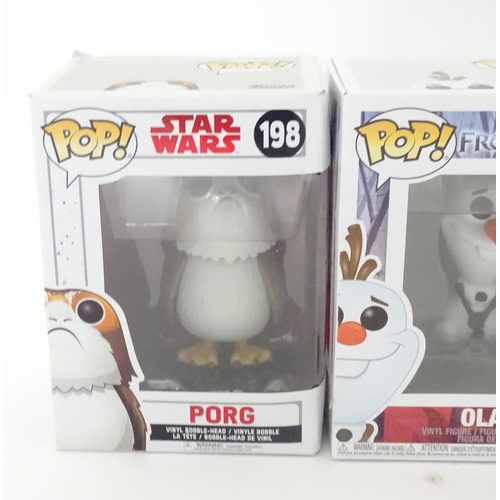 118 - Collectors toys : A quantity of Funko POP! toys to include Porg, Olaf, BB-8, Bambi, Spy Gru, Mushu &... 