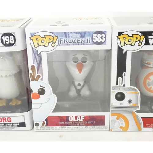 118 - Collectors toys : A quantity of Funko POP! toys to include Porg, Olaf, BB-8, Bambi, Spy Gru, Mushu &... 