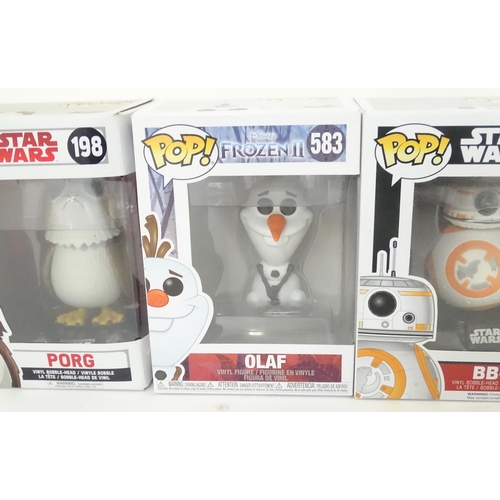 118 - Collectors toys : A quantity of Funko POP! toys to include Porg, Olaf, BB-8, Bambi, Spy Gru, Mushu &... 