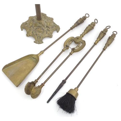 334 - An early 19thc copper coal scuttle, with swing handle and stamped '16' to the back, together with a ... 