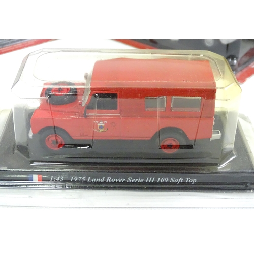 372 - Toys: A quantity of del Prado die cast scale model fire engine vehicles to include 1980 Peugeot J7 V... 
