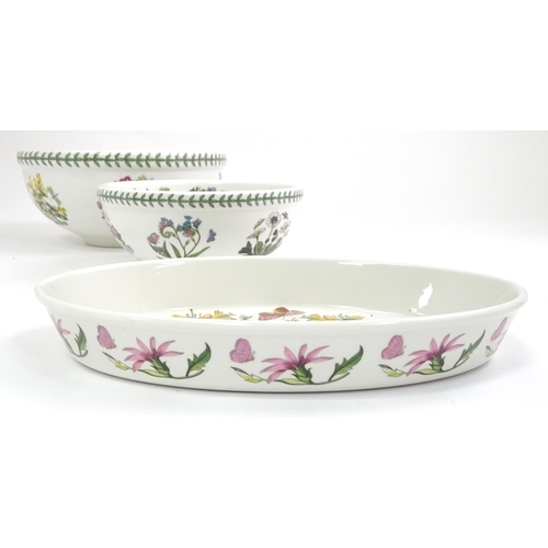 384 - Three items of Portmeirion decorated in the Botanic Garden patterns comprising a large bowl, smaller... 