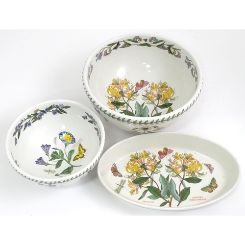 384 - Three items of Portmeirion decorated in the Botanic Garden patterns comprising a large bowl, smaller... 