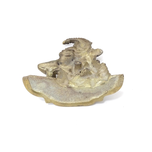 408 - A cast door stop / door porter modelled as Mr Punch and Toby the dog. Approx. 11 1/2