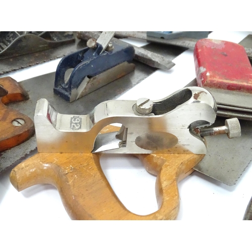610 - Workshop Tools : a carpenter's toolbox containing a quantity of hand saws, bullnose planes, spoke sh... 