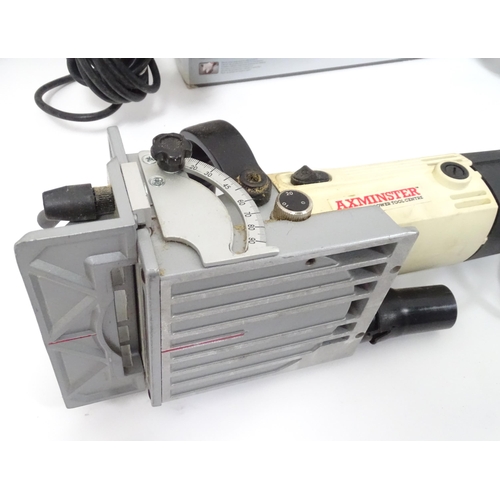653 - Workshop Tools : an Axminster SLB-9100N tilting biscuit joiner (with manual), together with a Perfor... 