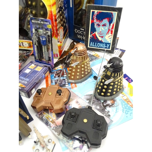 734 - Toys: A quantity of Doctor Who figures to include the 10th Doctor, Tardis', Daleks, Cassandra, Jundo... 