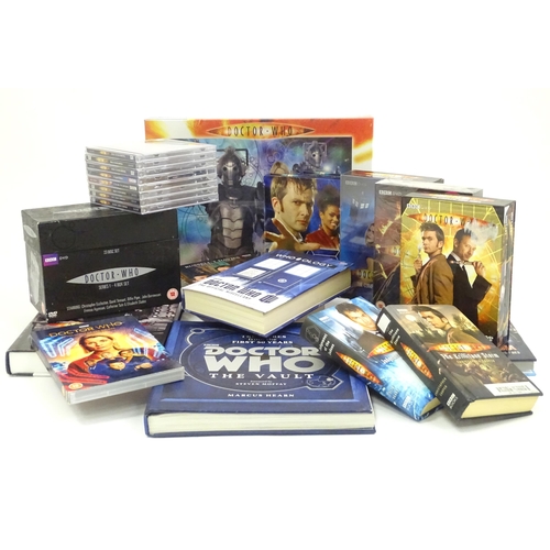 735 - A quantity of Doctor Who books, CDs and DVDs to include Who-ology: The Official Miscellany, Doctor W... 