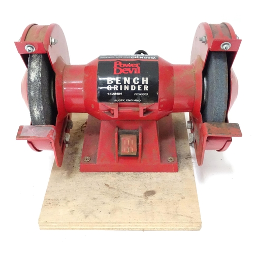 744 - Workshop Tools : a Power Devil double bench grinder, approx 11