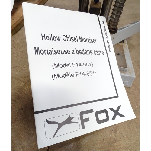 8 - Workshop Tools : a Fox F14-651 benchtop hollow chisel mortiser, with manual, approx 64