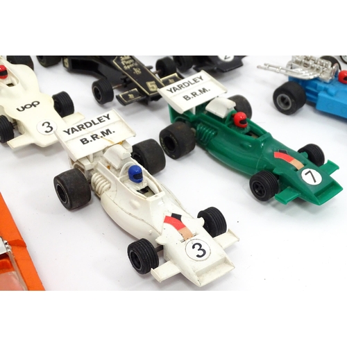 803 - Toys: a quantity of mid 20thC and later Scalextric , to include approx 30 cars, boxed first aid stat... 