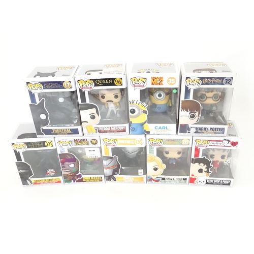 847 - Collectors toys : A quantity of Funko POP! toys to include Thestral, Freddie Mercury, Carl, Harry Po... 