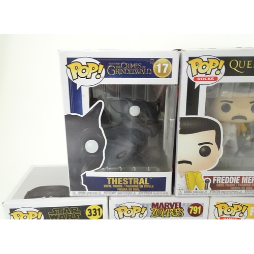 847 - Collectors toys : A quantity of Funko POP! toys to include Thestral, Freddie Mercury, Carl, Harry Po... 