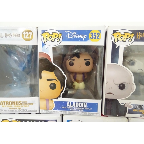 848 - Collectors toys : A quantity of Funko POP! toys to include Patronus, Aladdin, Lord Voldemort, Black ... 