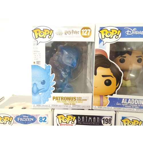 848 - Collectors toys : A quantity of Funko POP! toys to include Patronus, Aladdin, Lord Voldemort, Black ... 