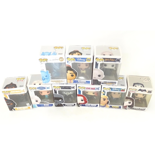 848 - Collectors toys : A quantity of Funko POP! toys to include Patronus, Aladdin, Lord Voldemort, Black ... 