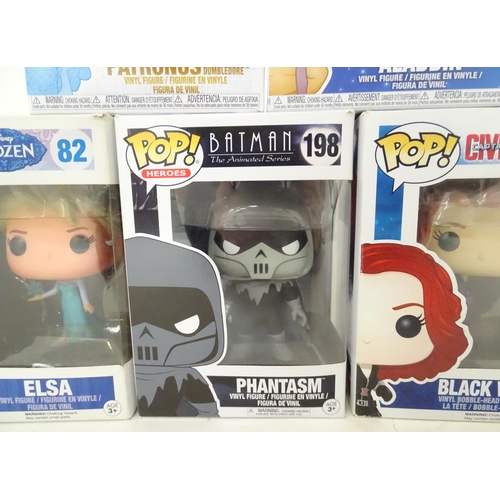 848 - Collectors toys : A quantity of Funko POP! toys to include Patronus, Aladdin, Lord Voldemort, Black ... 