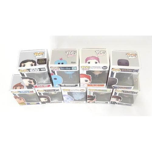 849 - Collectors toys : A quantity of Funko POP! toys to include, Kylo Ren, Mr. Meeseeks, Galina 'Red' Rez... 