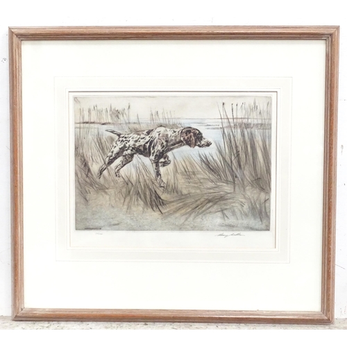 868 - After Henry Wilkinson, Limited edition etching, Pointer, A pointer dog / hound in a wetland landscap... 