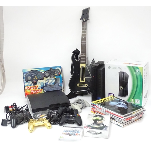 681 - Toys: A quantity of assorted video game consoles and accessories to include an XBOX 360, PlayStation... 