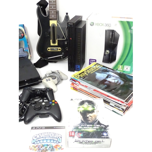 681 - Toys: A quantity of assorted video game consoles and accessories to include an XBOX 360, PlayStation... 