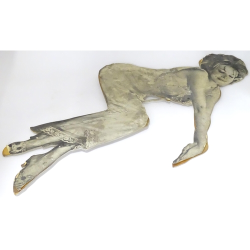 313 - A mid 20thC photographic bed advertising board depicting a female figure, approx 55