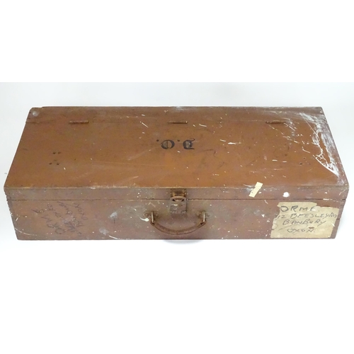 632 - A carpenter's fitted tool chest containing a quantity of hand tools, to include saws, drill bits, ch... 