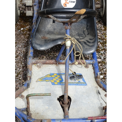 899 - A late 20thC petrol Go Kart, fitted with an Acme AL 215 B 5hp petrol engine, approx 57