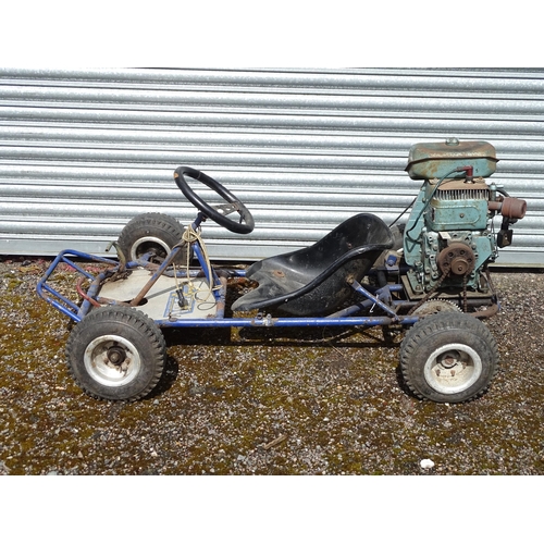 899 - A late 20thC petrol Go Kart, fitted with an Acme AL 215 B 5hp petrol engine, approx 57