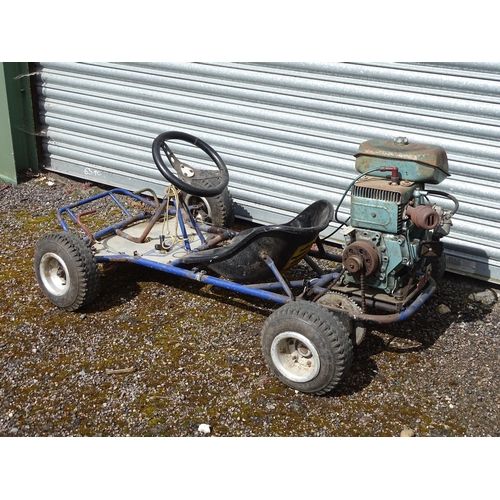 899 - A late 20thC petrol Go Kart, fitted with an Acme AL 215 B 5hp petrol engine, approx 57