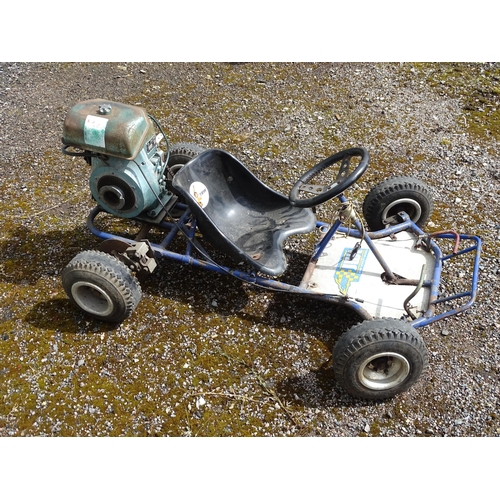 899 - A late 20thC petrol Go Kart, fitted with an Acme AL 215 B 5hp petrol engine, approx 57