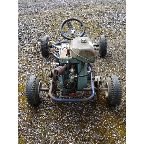 899 - A late 20thC petrol Go Kart, fitted with an Acme AL 215 B 5hp petrol engine, approx 57