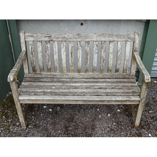 908 - Garden & Architectural : a teak two-seater garden bench, approx 48