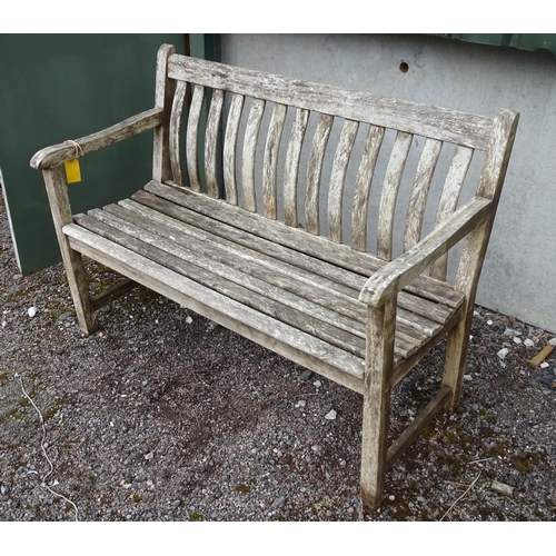 908 - Garden & Architectural : a teak two-seater garden bench, approx 48