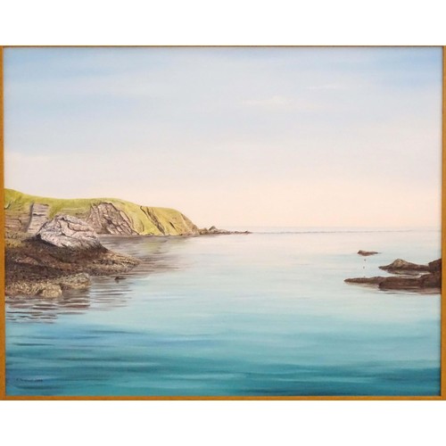 603 - Gerald R. Marsland, 21st century, Acrylic on canvas, Dead Calm at St Abbs Head, Scotland. Signed and... 